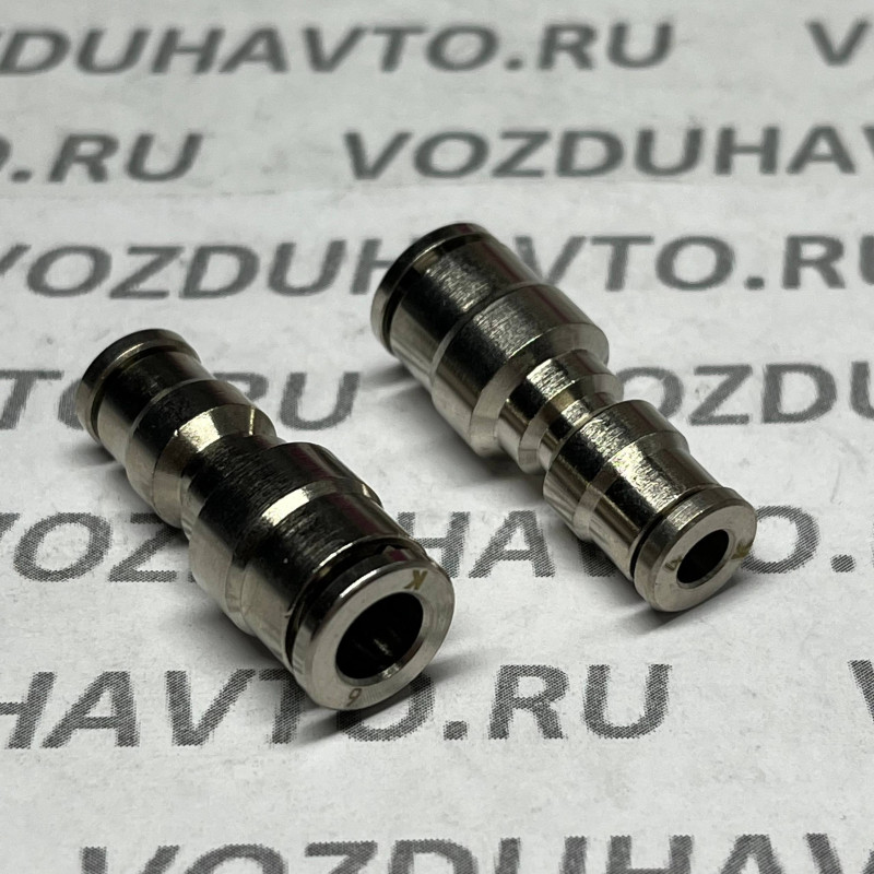 Фитинг прямой 06-04 (соединитель) Camozzi R6580 никель